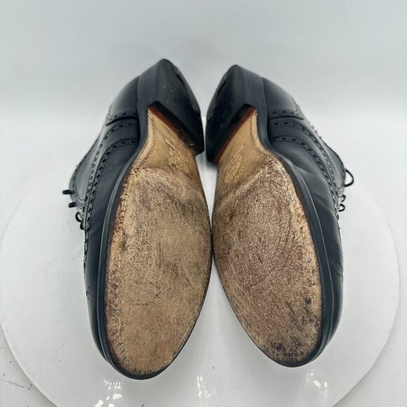 Toscana by Global Super Prime Men US 9.5 Black Leather Wingtip Oxford Shoes - Picture 7 of 12